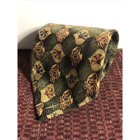 Ferrell Reed Necktie 58" All Silk Paisley Pattern Green Tie - Picture 1 of 6